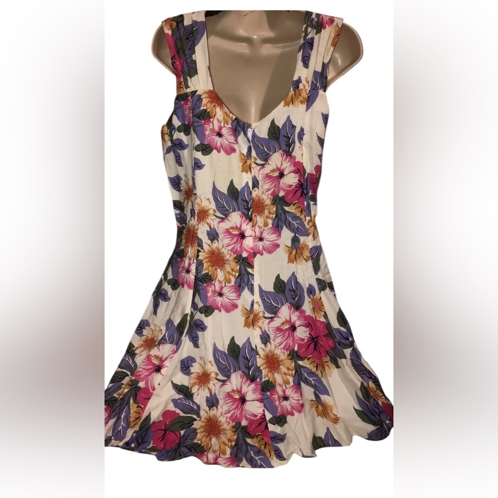 Vibrant vintage mock button Floral Print Maggie Lawrence sport dress sz Medium - Picture 6 of 7